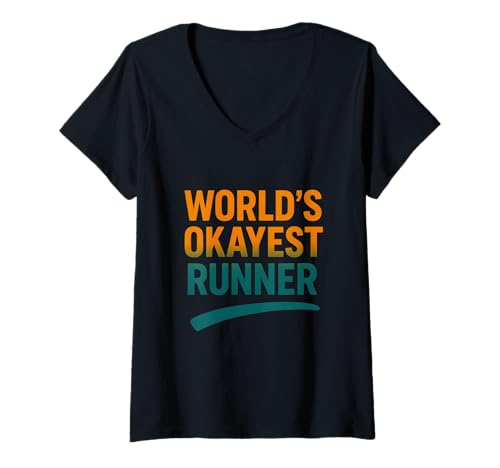 Damen Lustiges Zitat World's Okayest Runner T-Shirt mit V-Ausschnitt Damen Lustiges Zitat World's Okayest Runner T-Shirt mit V-Ausschnitt von Sarcastic Running Humor for Runners