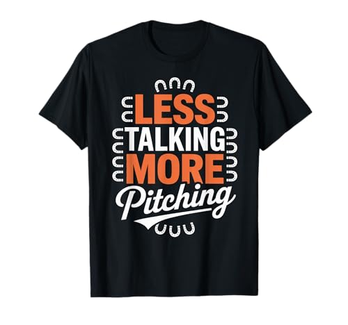 Lustig Weniger Sprechen Mehr Pitching Spruch Baseball Damen Herren T-Shirt von Sarcastic Sports Fan Thrower Coach Softball League