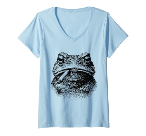 Damen Lustige Kröte Rauchen Zigarette Grunge Tier Smoker Punk Meme T-Shirt mit V-Ausschnitt Damen Lustige Kröte Rauchen Zigarette Grunge Tier Smoker Punk Meme T-Shirt mit V-Ausschnitt von Sarcastic Tough Animals Smoking Apparel