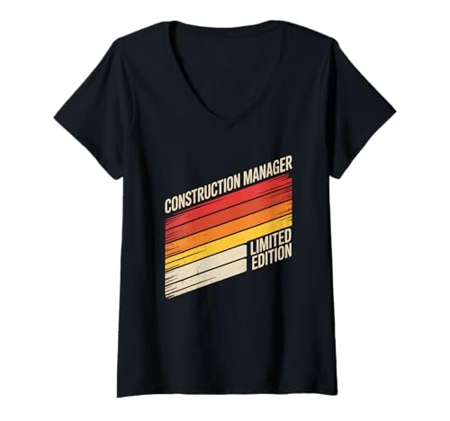 Damen Lustiger Baumanager Limited Edition Retro Spruch T-Shirt mit V-Ausschnitt Damen Lustiger Baumanager Limited Edition Retro Spruch T-Shirt mit V-Ausschnitt von Sarcastic Vintage Builder Supervisor Career Joke