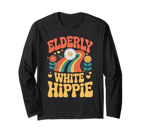 Lustiger weißer Hippie-Retro-Retro-Regenbogen-Humor für Damen und Herren Langarmshirt Lustiger weißer Hippie-Retro-Retro-Regenbogen-Humor für Damen und Herren Langarmshirt von Sarcastic Vintage Flower Power Peace Joke Dad Mom