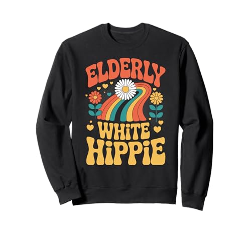 Lustiger weißer Hippie-Retro-Retro-Regenbogen-Humor für Damen und Herren Sweatshirt Lustiger weißer Hippie-Retro-Retro-Regenbogen-Humor für Damen und Herren Sweatshirt von Sarcastic Vintage Flower Power Peace Joke Dad Mom