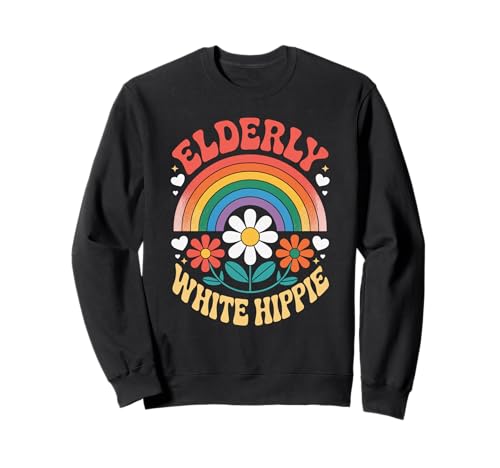 Lustiger weißer Hippie-Retro-Retro-Regenbogen-Humor für Damen und Herren Sweatshirt Lustiger weißer Hippie-Retro-Retro-Regenbogen-Humor für Damen und Herren Sweatshirt von Sarcastic Vintage Flower Power Peace Joke Dad Mom