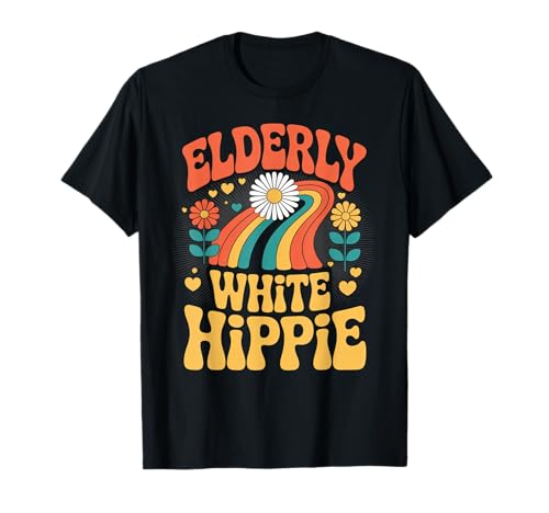 Lustiger weißer Hippie-Retro-Retro-Regenbogen-Humor für Damen und Herren T-Shirt Lustiger weißer Hippie-Retro-Retro-Regenbogen-Humor für Damen und Herren T-Shirt von Sarcastic Vintage Flower Power Peace Joke Dad Mom
