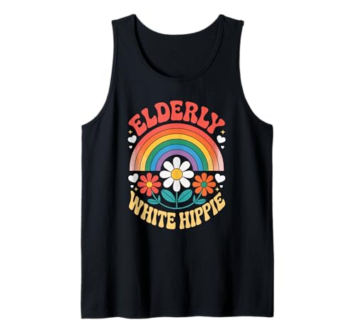 Lustiger weißer Hippie-Retro-Retro-Regenbogen-Humor für Damen und Herren Tank Top Lustiger weißer Hippie-Retro-Retro-Regenbogen-Humor für Damen und Herren Tank Top von Sarcastic Vintage Flower Power Peace Joke Dad Mom