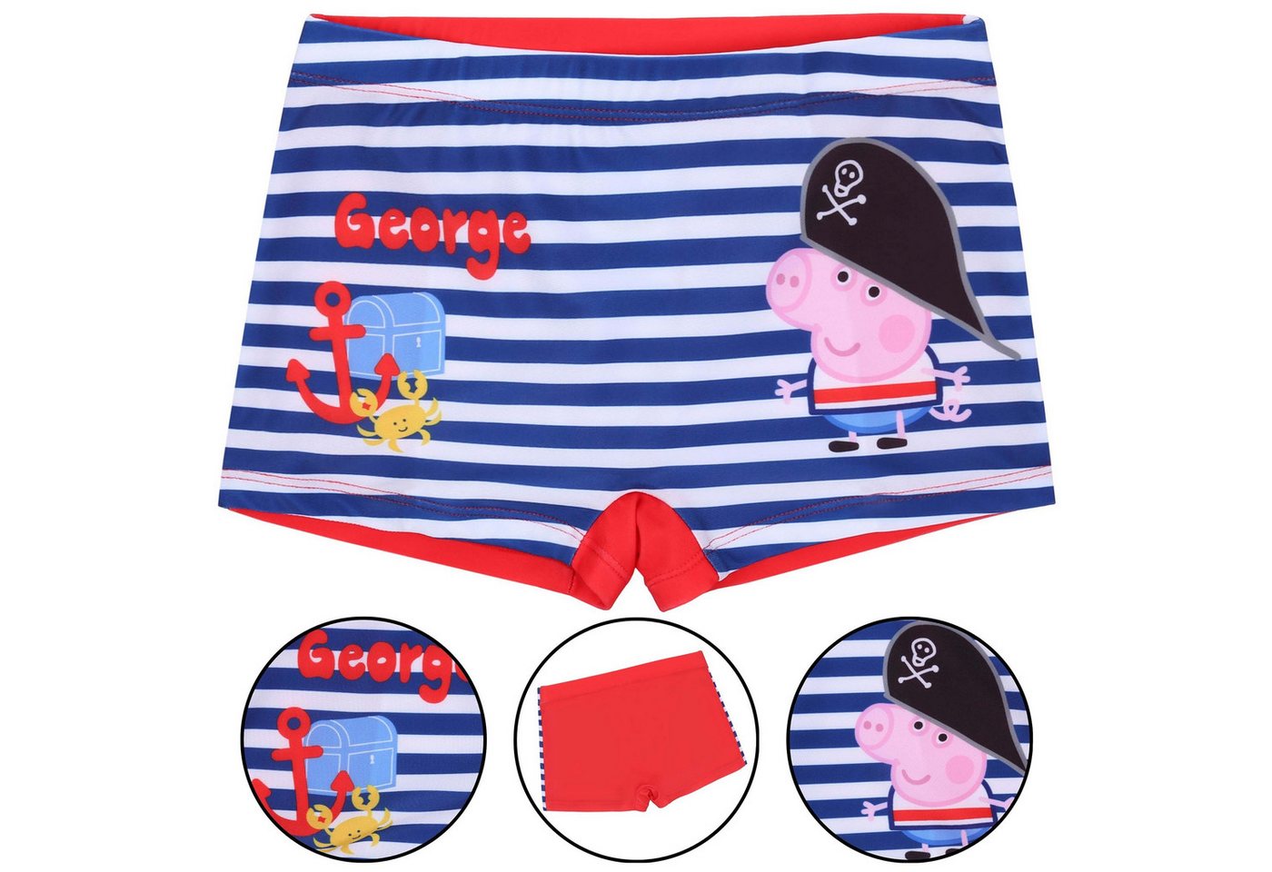 Sarcia.eu Badehose Rot-dunkelblaue Badehose für Jungen Schorsch Peppa Wutz, 116-128 von Sarcia.eu