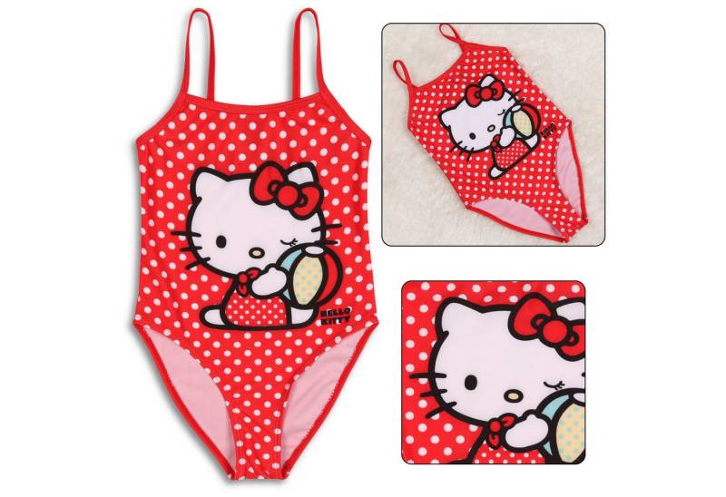 Sarcia.eu Badekleid Hello Kitty Mädchen-Badeanzug, rot einteilig, gepunktet 4-5 Jahre von Sarcia.eu