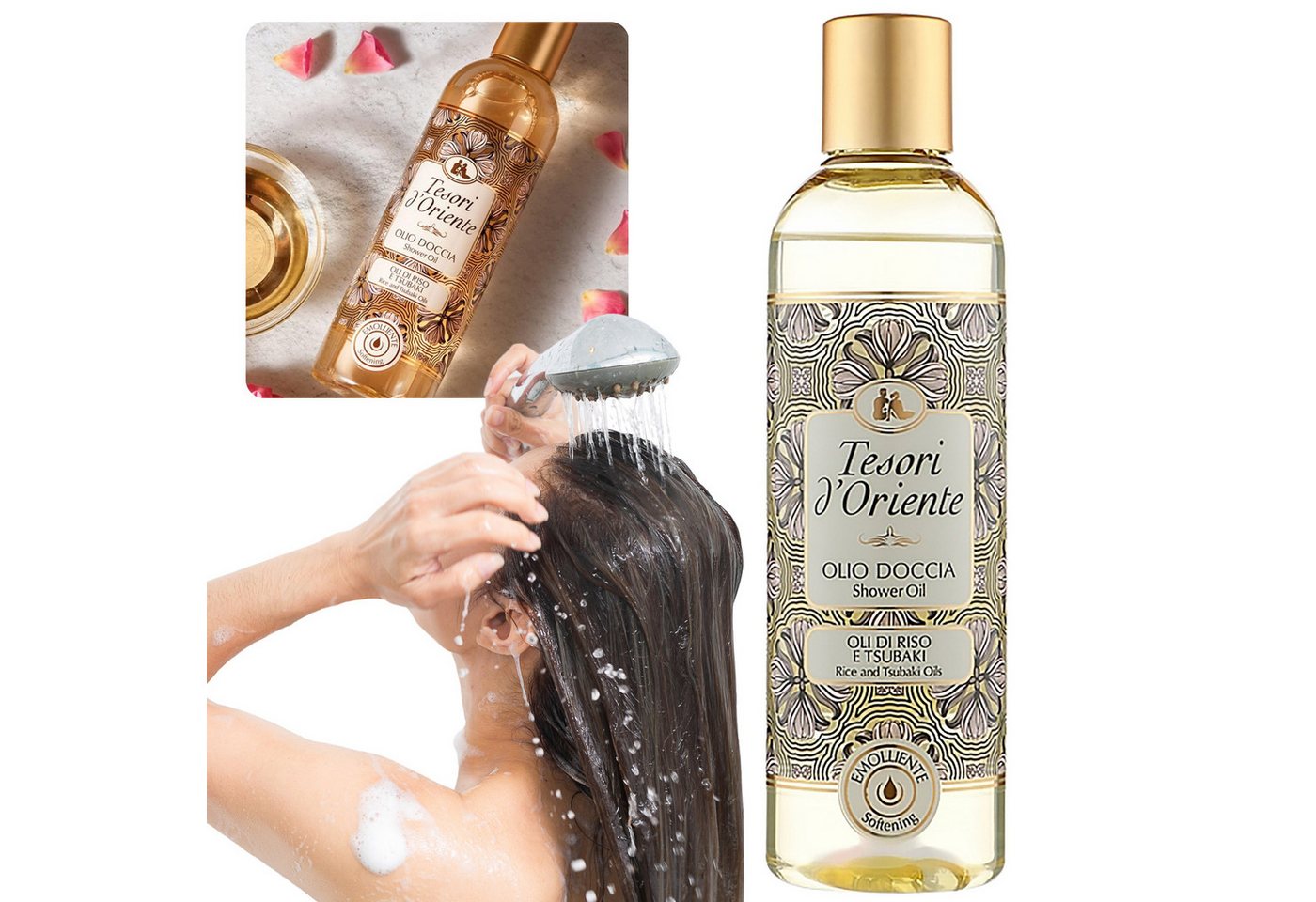 Sarcia.eu Badeöl Tesori d'Oriente OLIO DOCCIA Badeöl - Reis- und Tsubaki-Öl 250 ml x4 von Sarcia.eu