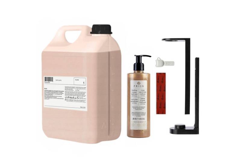 Sarcia.eu Badezusatz PRIJA Set: Flaschenhalter, 380ml feines Badezusatzmittel + 5l Vorrat von Sarcia.eu