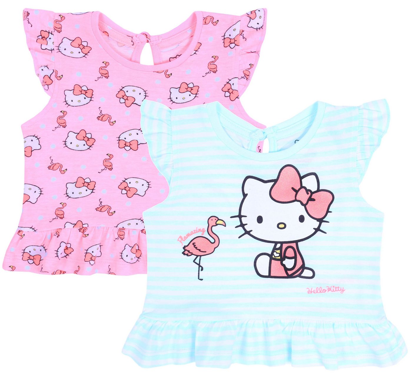 Sarcia.eu Blusentop 2x Pink-mint T-Shirt, Hello Kitty T-Shirt 12-18 Monate von Sarcia.eu