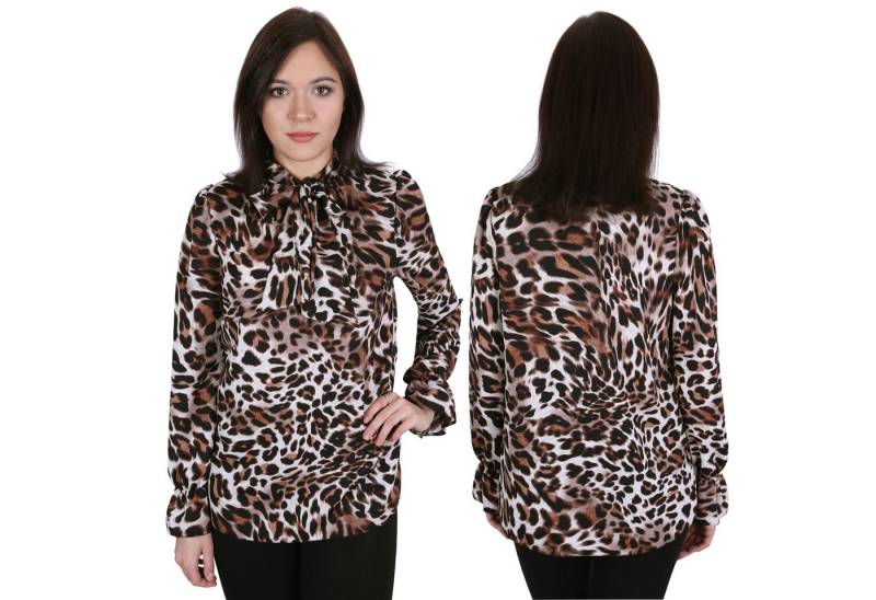 Sarcia.eu Blusentop Damenbluse mit Leopardenmuster, im Nacken gebunden JOHN ZACK von Sarcia.eu