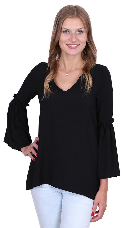 Sarcia.eu Blusentop John Zack elegante schwarze Bluse Schlagärmel M von Sarcia.eu