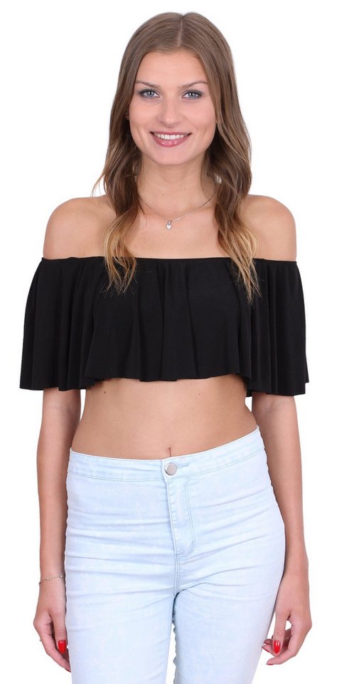 Sarcia.eu Blusentop Schwarzes kurzes Top mit Bardot-Ausschnitt bauchfrei John Zack L von Sarcia.eu