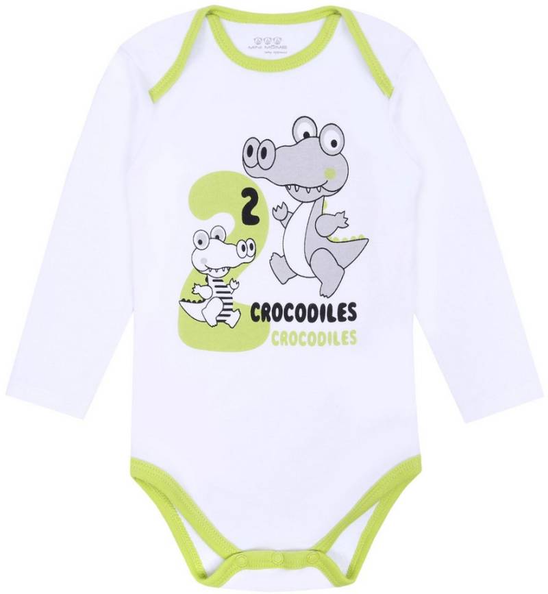 Sarcia.eu Body Weiß-grünes Baby-Body mit langen Ärmeln, Krokodil gemustert 12 Monate von Sarcia.eu