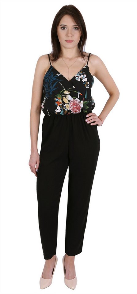 Sarcia.eu Culotte-Overall John Zack Schwarzer Jumpsuit, geblümtes Oberteil L von Sarcia.eu