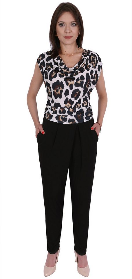 Sarcia.eu Culotte-Overall John Zack Schwarzer Overall, Oberteil mit Leopardenmuster S von Sarcia.eu