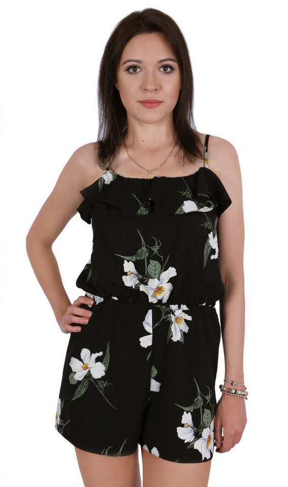 Sarcia.eu Culotte-Overall Schwarzer, kurzer Overall mit Blumen gemustert John Zack S von Sarcia.eu