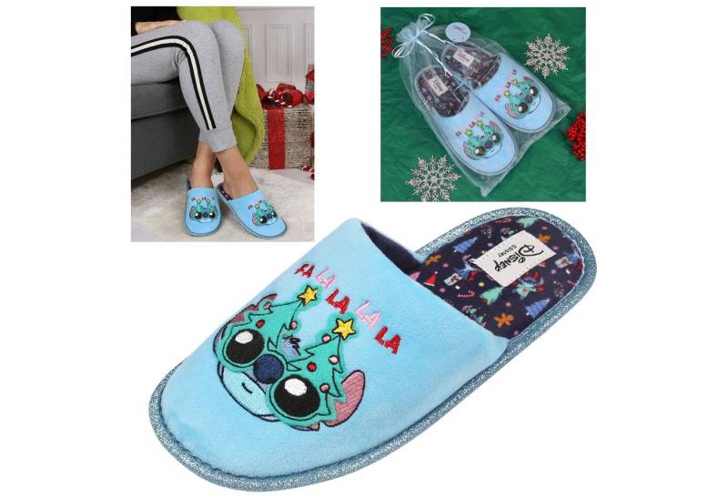 Sarcia.eu DISNEY Stitch Weihnachtspantoffeln für Damen + Tasche 38-39 EU Hausschuh von Sarcia.eu