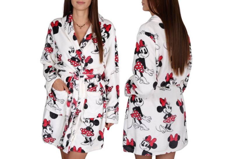 Sarcia.eu Damenbademantel DISNEY Minnie Mouse Damen Bademantel, weiß, mit Gürtel & Taschen, warm von Sarcia.eu