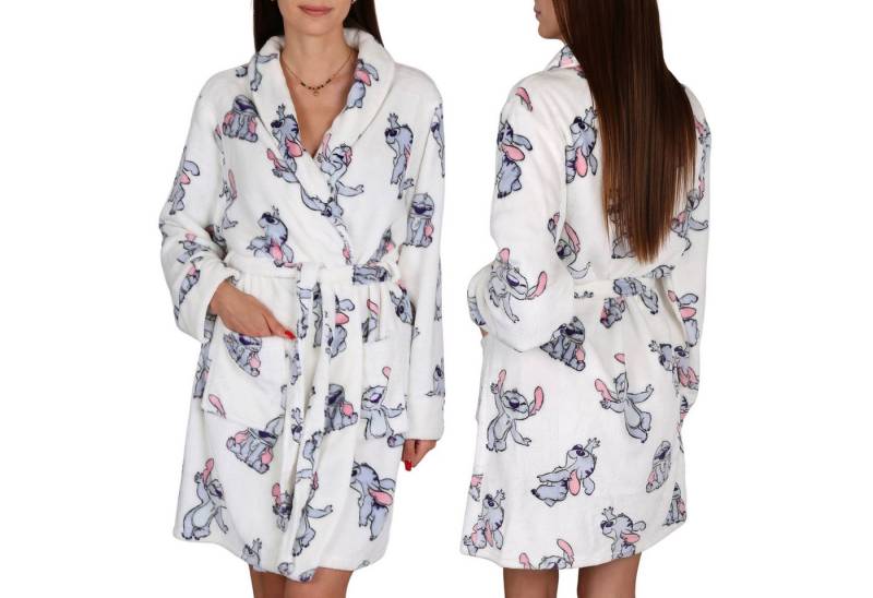 Sarcia.eu Damenbademantel DISNEY Stitch Damen Bademantel, weiß, mit Gürtel & Taschen, warm von Sarcia.eu