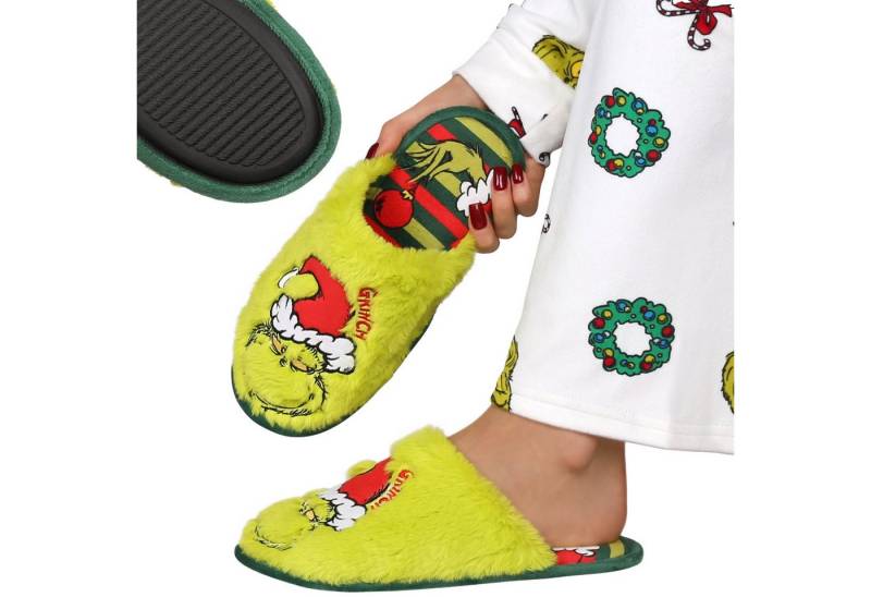 Sarcia.eu Grinch ANTI-RUTSCH-Hausschuhe für Damen, WEIHNACHTS-Hausschuhe, WARM Plüsch Hausschuhe von Sarcia.eu