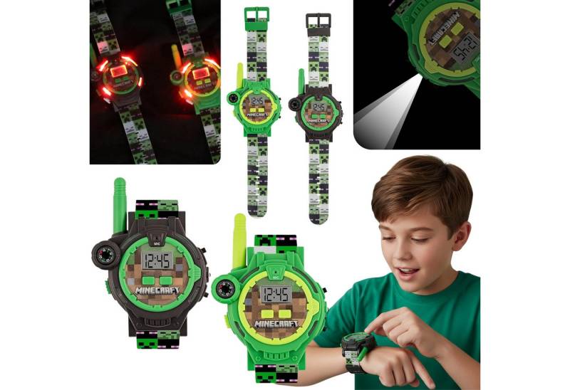 Sarcia.eu Digitaluhr Minecraft Creeper Uhrenset für Kinder mit Walkie-Talkie & Kompass von Sarcia.eu