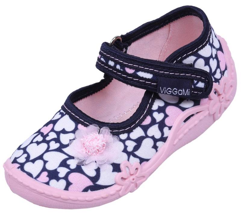 Sarcia.eu Dunkelblau-pinke Mädchenschuhe, Pantoffeln mit Herzen, ADA DRUK 20 EU Babystiefel von Sarcia.eu