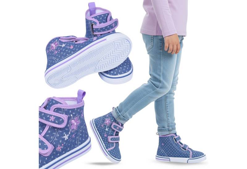 Sarcia.eu Sportschuhe für Mädchen, hohe Jeans-Sneakers mit Stickerei und Klett Hallenschuh von Sarcia.eu