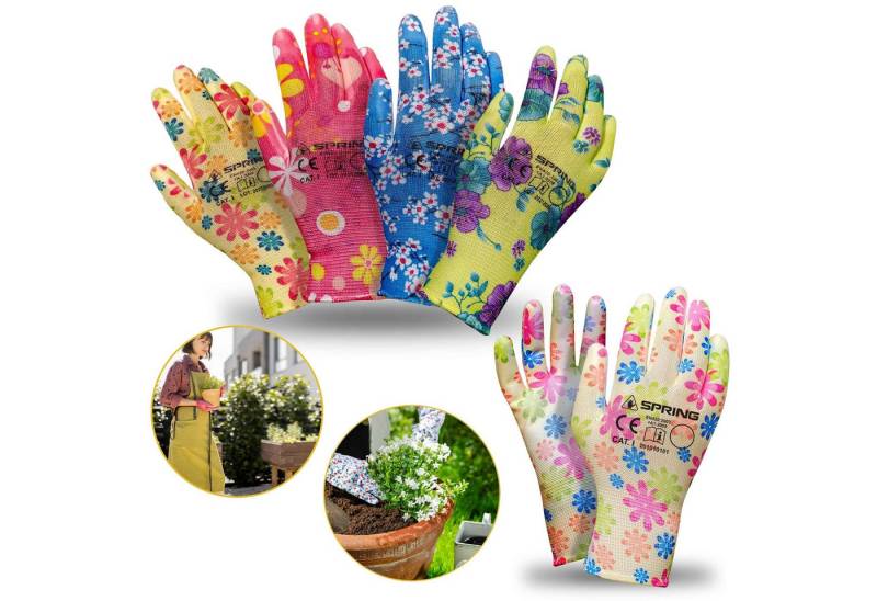 Sarcia.eu Einweghandschuhe DALIA Bunte, geblümte Gartenhandschuhe für Damen Größe 7 von Sarcia.eu