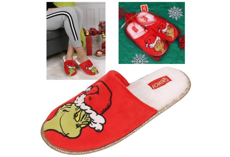Sarcia.eu Grinch Damen Weihnachtspantoffeln + Tasche 40-41 EU / 7-8 UK Hausschuh von Sarcia.eu