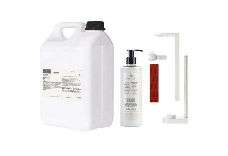 Sarcia.eu Haarspülung PRIJA Badezimmer-Set: Flaschenhalter 380ml, Haarschutzspülung + 5l von Sarcia.eu
