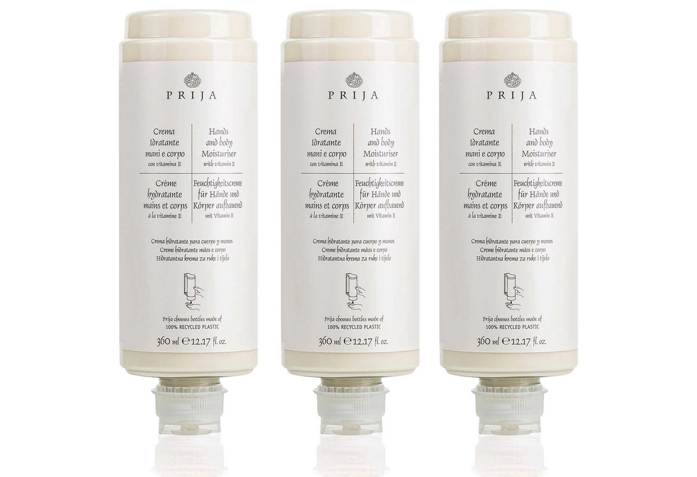 Sarcia.eu Handcreme PRIJA 2in1 Handcreme & Körperlotion mit Vitamin E, Nachfüllung, 3-tlg. von Sarcia.eu