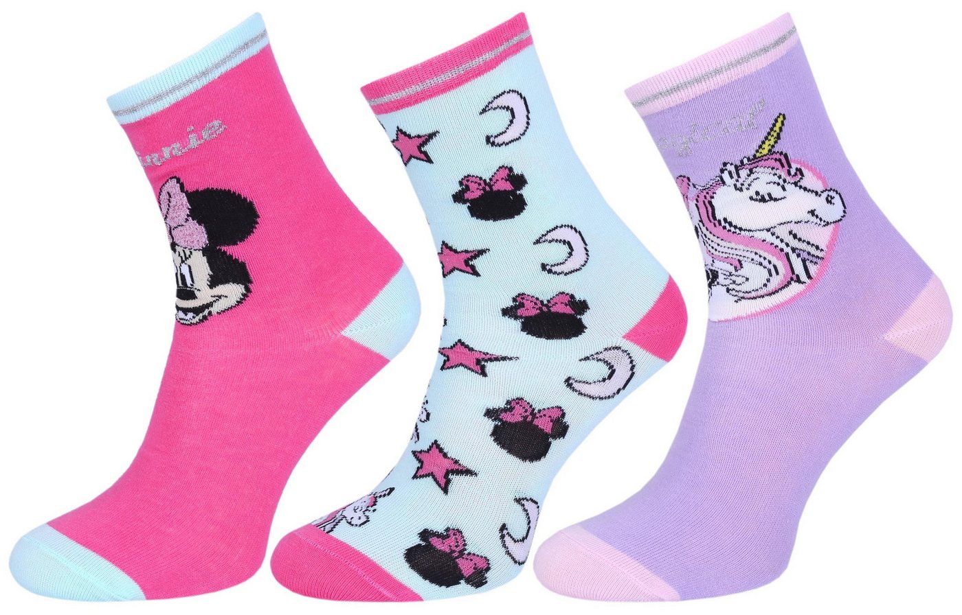 Sarcia.eu Haussocken 3 x Socken Minnie Mouse, Einhorn DISNEY 2-3 Jahre von Sarcia.eu