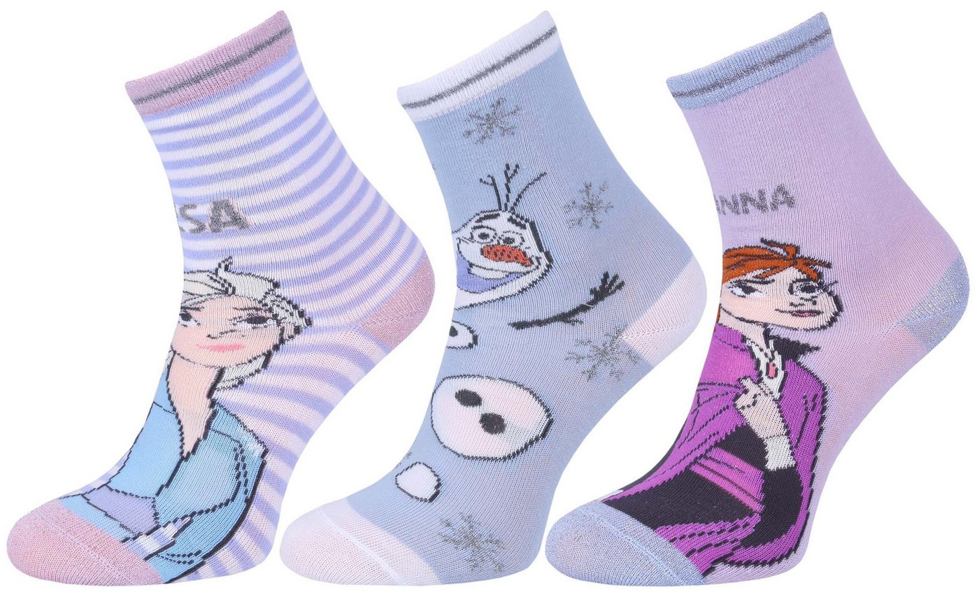 Sarcia.eu Haussocken DISNEY Anna und Elsa FROZEN DIE EISKÖNIGIN Lange Socken - 3 Paar von Sarcia.eu