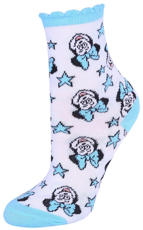 Sarcia.eu Haussocken Weiß-blaue Socken mit Sternen gemustert Minnie Mouse DISNEY 31/34 EU von Sarcia.eu