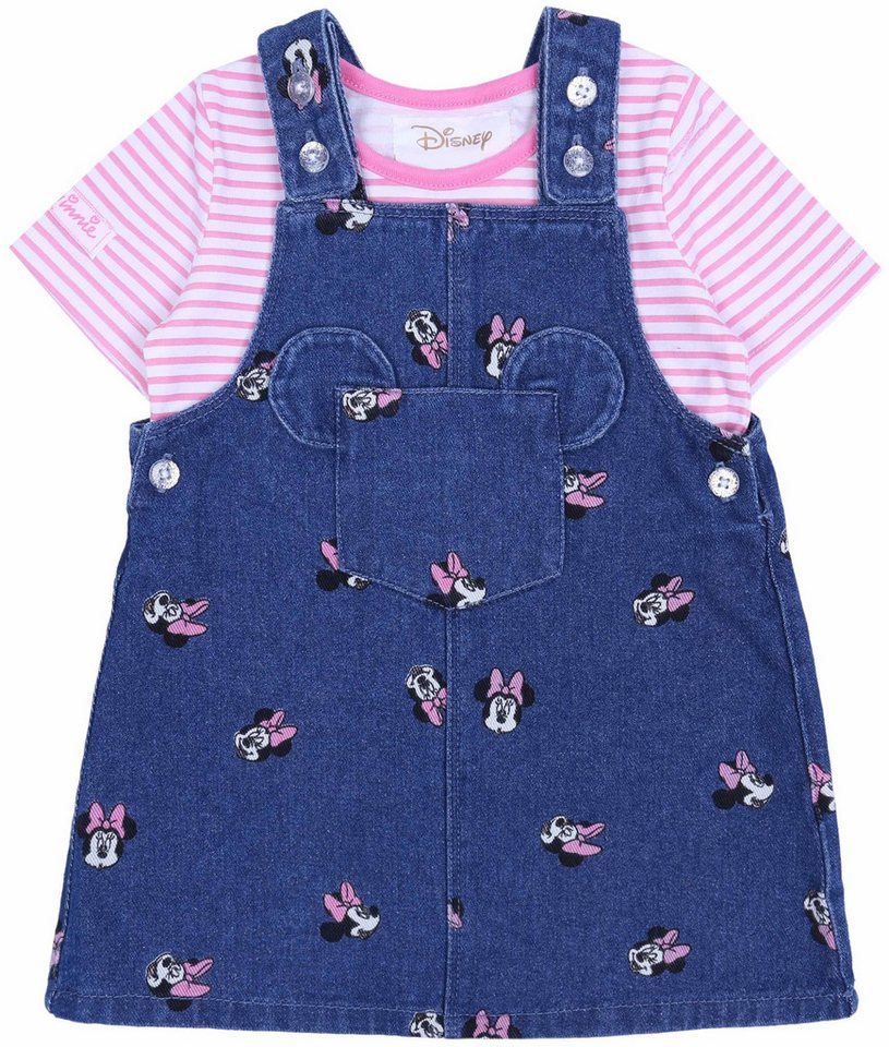 Sarcia.eu Jeanslatzhose Latzkleid aus Jeans + gestreiftes T-Shirt Minnie Mouse 9-12 Monate von Sarcia.eu