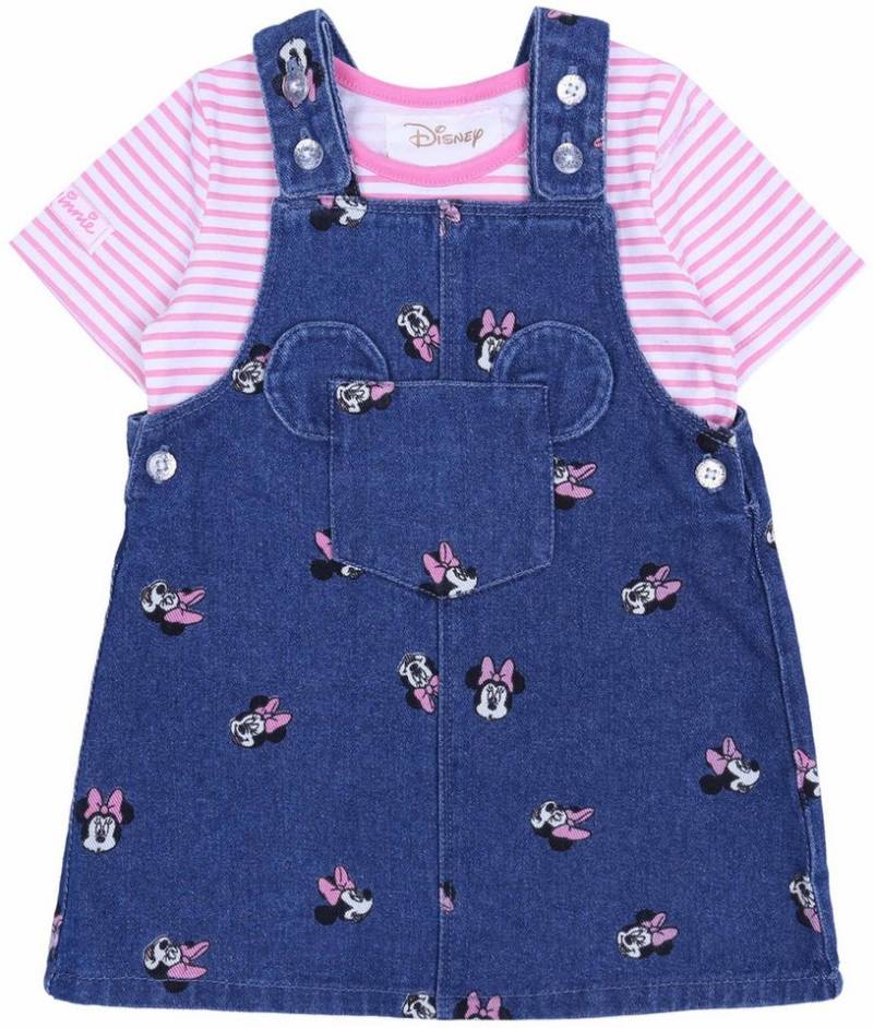 Sarcia.eu Jeanslatzhose Latzkleid aus Jeans + gestreiftes T-Shirt Minnie Mouse 9-12 Monate von Sarcia.eu