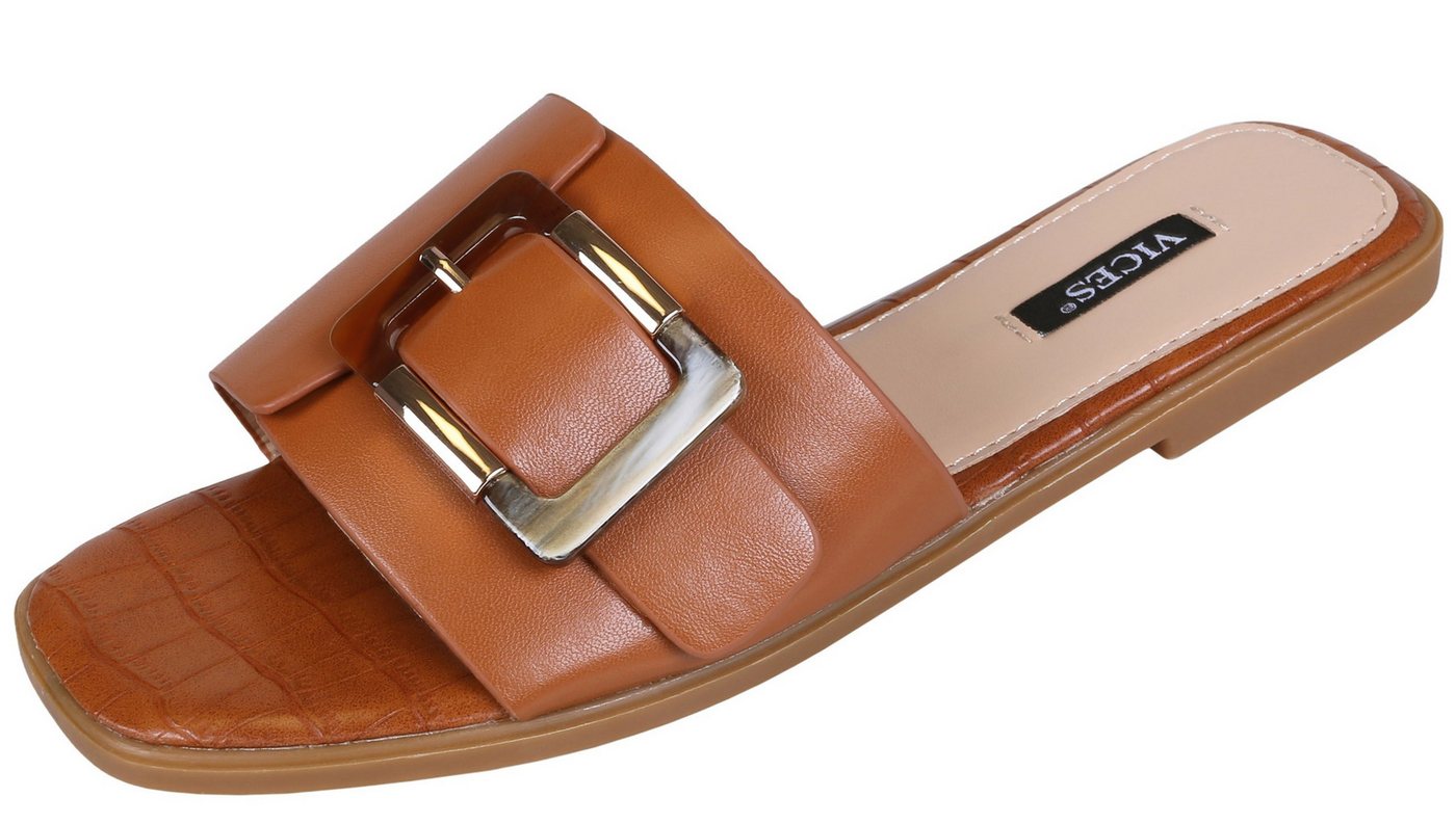 Sarcia.eu Karamellfarbene Flip-Flops für Damen mit Deko-Schnalle VICES 41 EU Badepantolette von Sarcia.eu