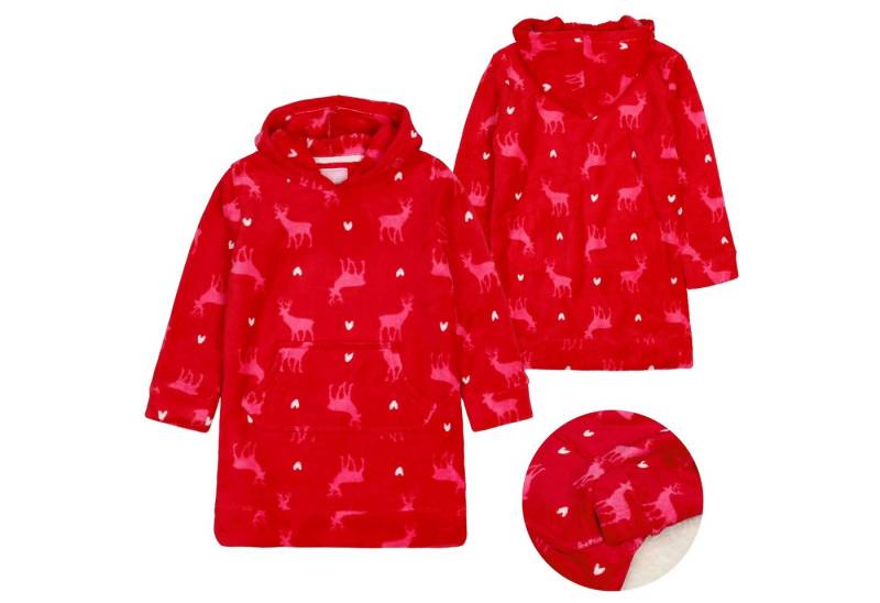 Sarcia.eu Kinderbademantel Rotes Mädchen Sweatshirt, Morgenmantel, Kapuzendecke, Rentier-Snuddie von Sarcia.eu
