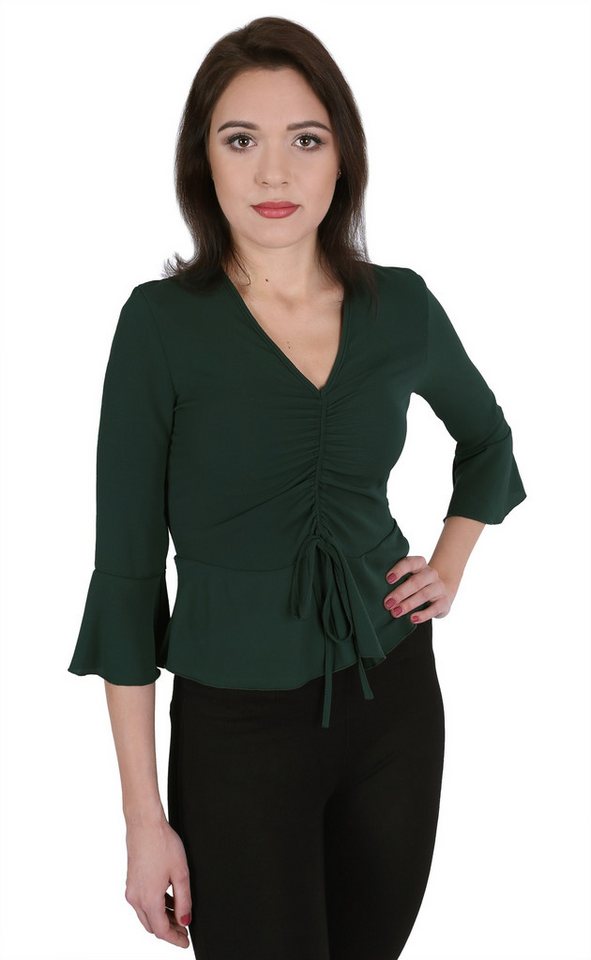 Sarcia.eu Klassische Bluse Khaki Bluse - Trompetenärmel JOHN ZACK L von Sarcia.eu