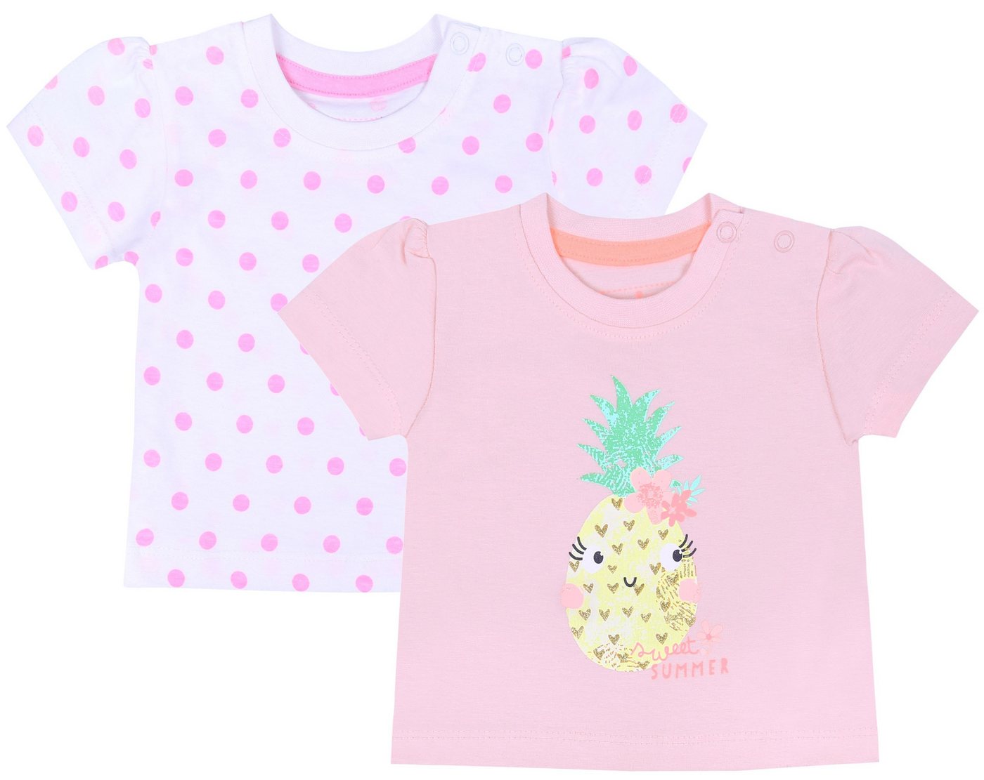 Sarcia.eu Kurzarmbluse 2x Baby-T-Shirt Ananas, Tupfen 0-3 Monate von Sarcia.eu