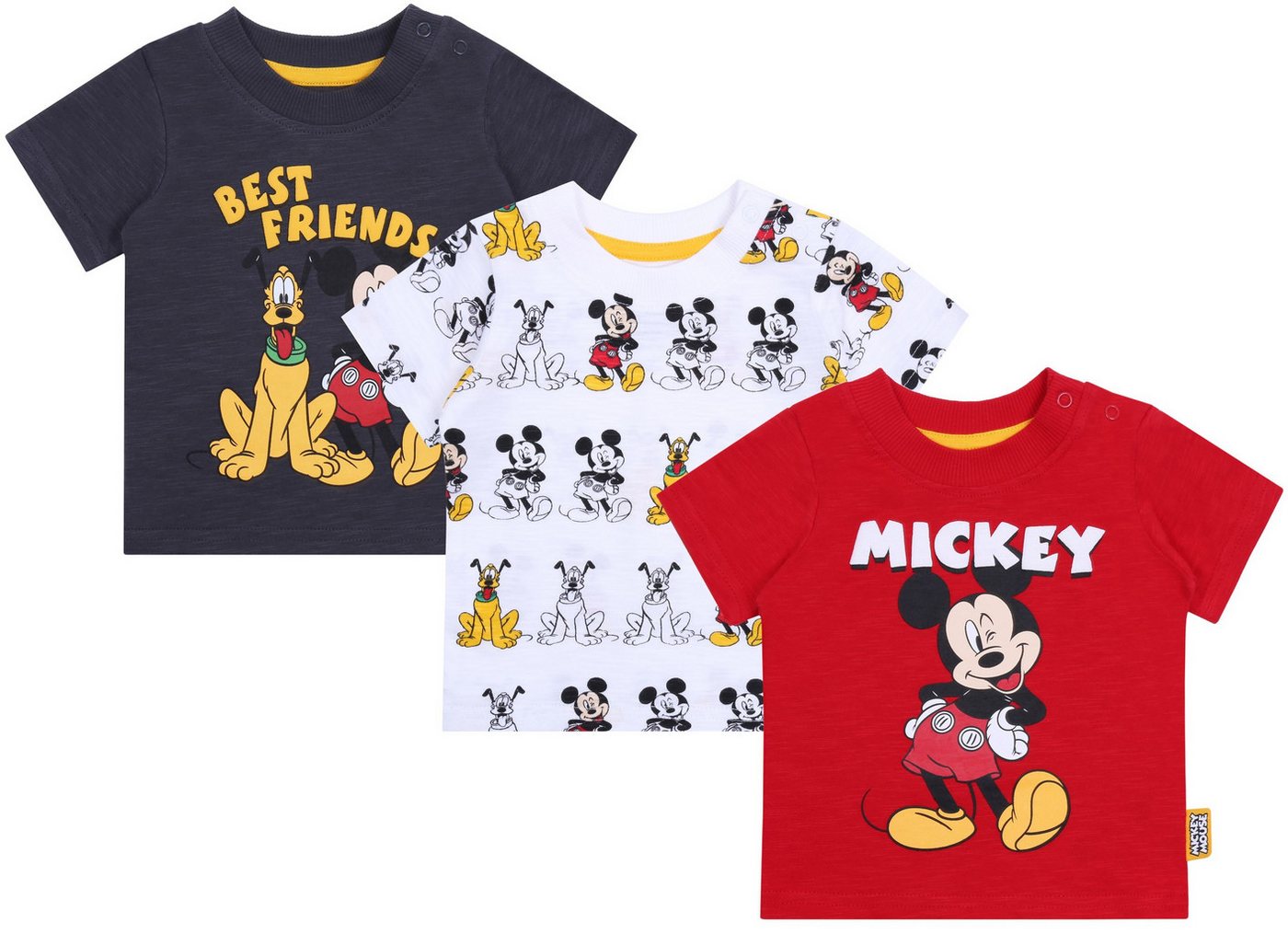 Sarcia.eu Kurzarmbluse 3x Grau-weiß-rote T-Shirts Mickey Mouse DISNEY 6-9 Monate von Sarcia.eu