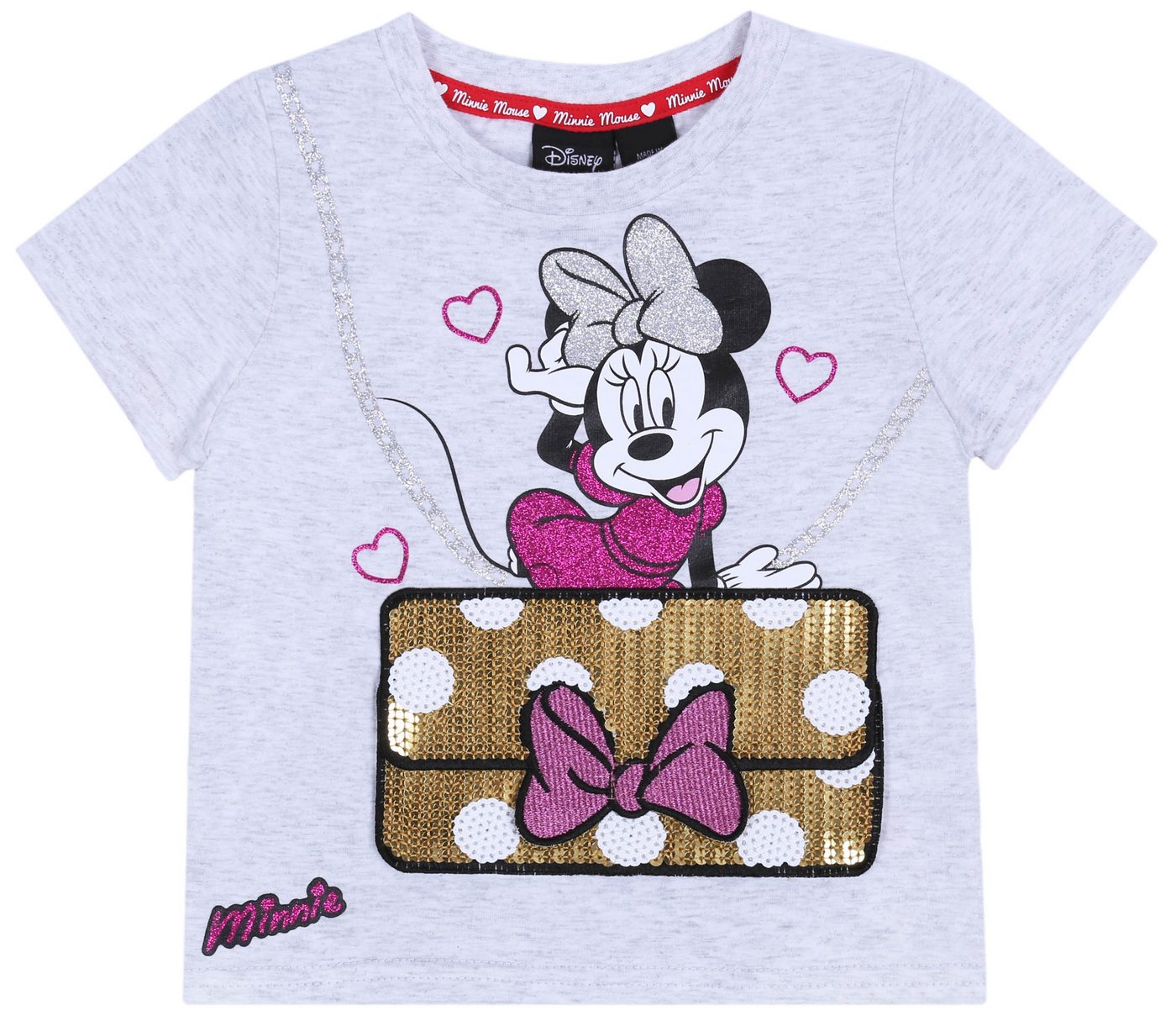 Sarcia.eu Kurzarmbluse Hellgraues T-Shirt / Minnie Mouse Disney Paillettentasche 5-6 Jahre von Sarcia.eu