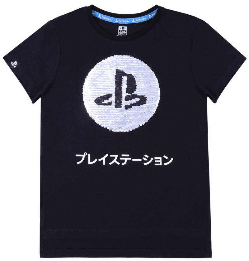 Sarcia.eu Kurzarmbluse Schwarze Bluse mit PlayStation-Pailletten 5-6 Jahre von Sarcia.eu