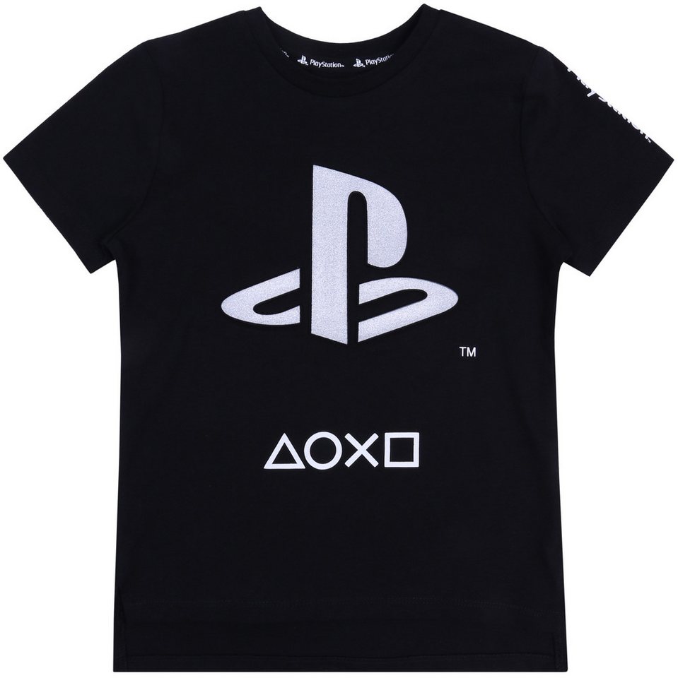 Sarcia.eu Kurzarmbluse Schwarzes T-Shirt silberfarbenem Aufdruck PlayStation 6-7 Jahre von Sarcia.eu