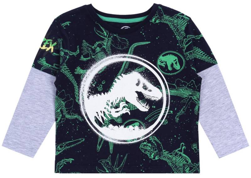 Sarcia.eu Langarmbluse Dunkelblau- graue jugendhafte Bluse Jurassic World 6-7 Jahre von Sarcia.eu