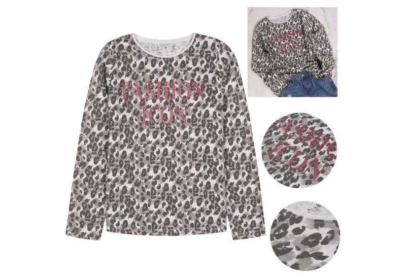 Sarcia.eu Langarmbluse Langärmelige Bluse für Mädchen, grau mit Leopardenmuster, 10-11 Jahre von Sarcia.eu