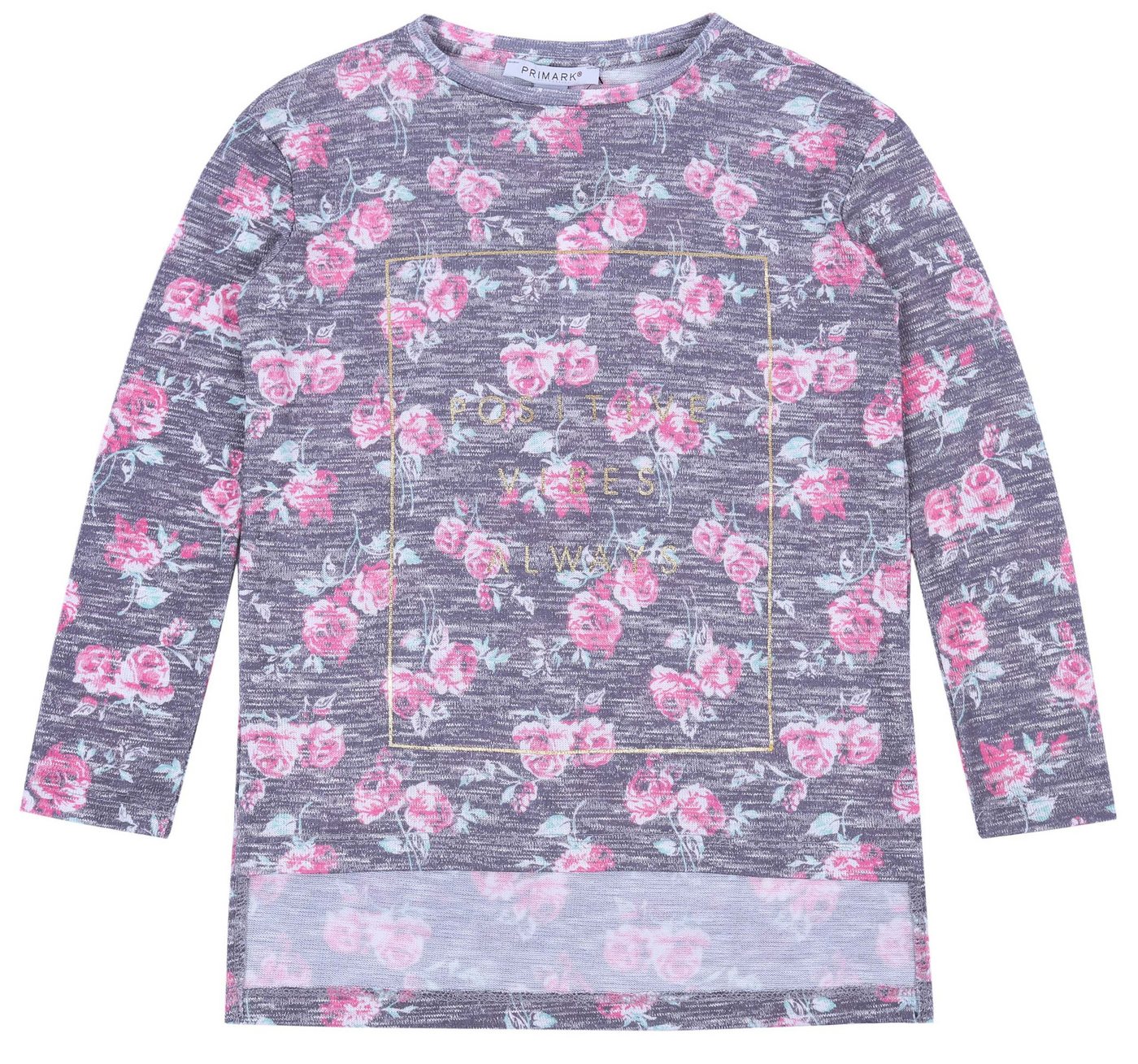 Sarcia.eu Langarmbluse Graue Bluse mit Rosen gemustert 8-9 Jahre von Sarcia.eu