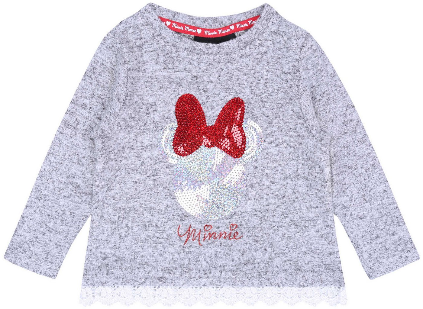 Sarcia.eu Langarmbluse Graue Melangebluse mit Spitze Minnie DISNEY 4-5 Jahre von Sarcia.eu