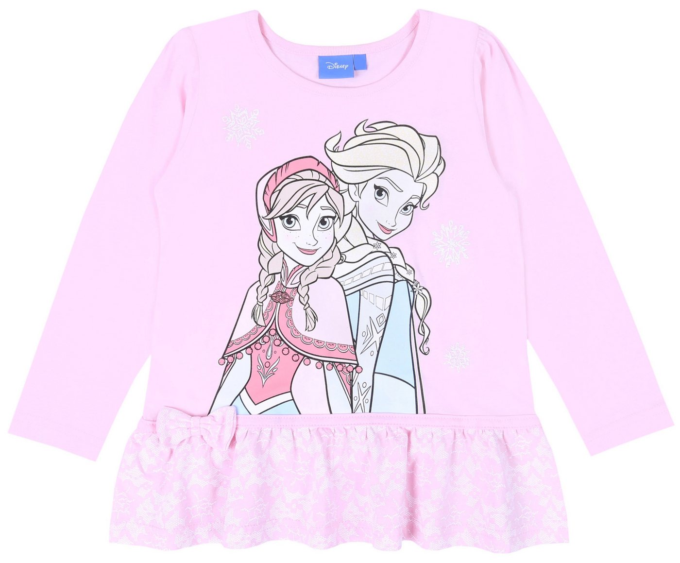 Sarcia.eu Langarmbluse Rosafarbenes Langarm T-Shirt mit Rüsche Die Eiskönigin FROZEN Disney von Sarcia.eu